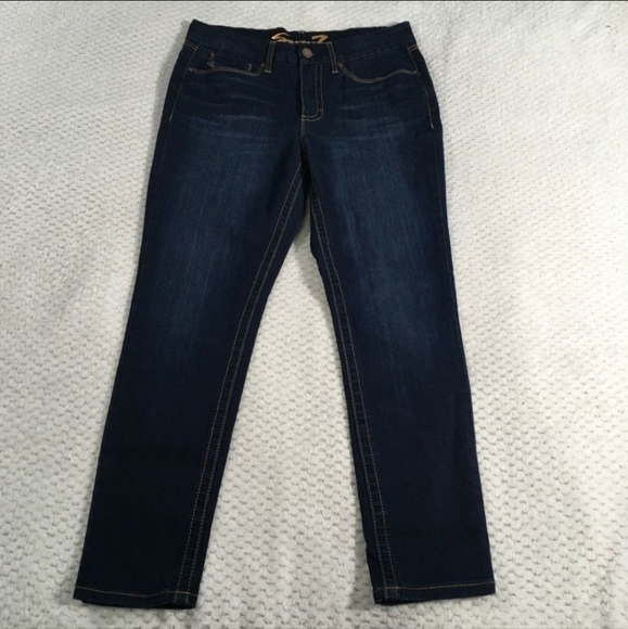 Seven7 Tummyless High Rise Skinny Jeans Women's 8 Dark Wash Everyday Basic EUC - Picture 1 of 8